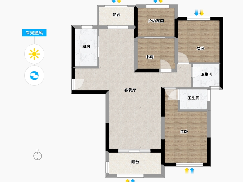 湖南省-长沙市-恒生碧水龙庭-90.47-户型库-采光通风