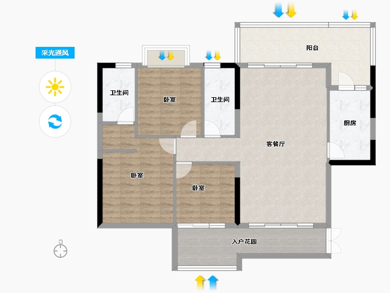 广东省-江门市-沃华中环广场-108.00-户型库-采光通风