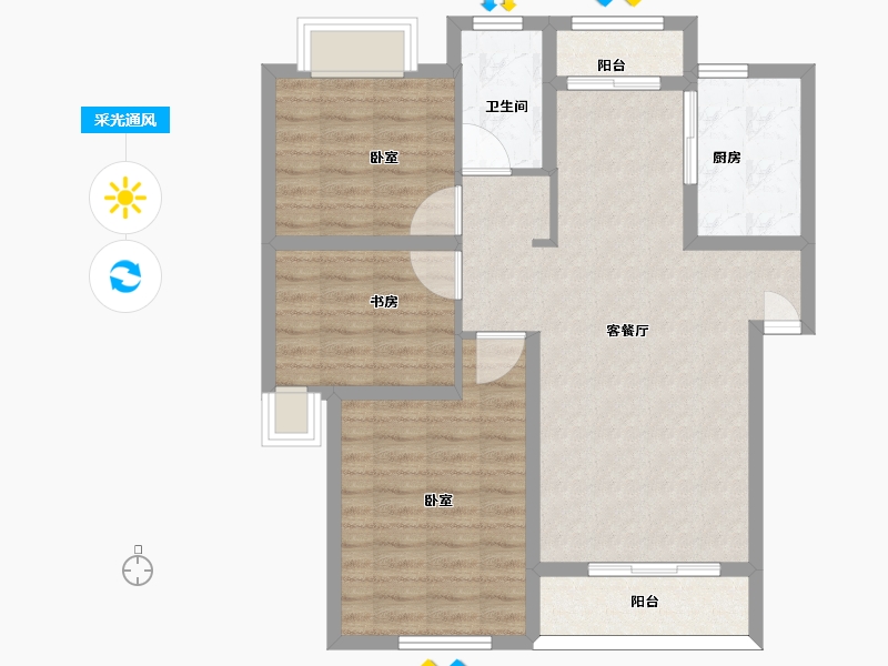 安徽省-黄山市-千景园-83.50-户型库-采光通风