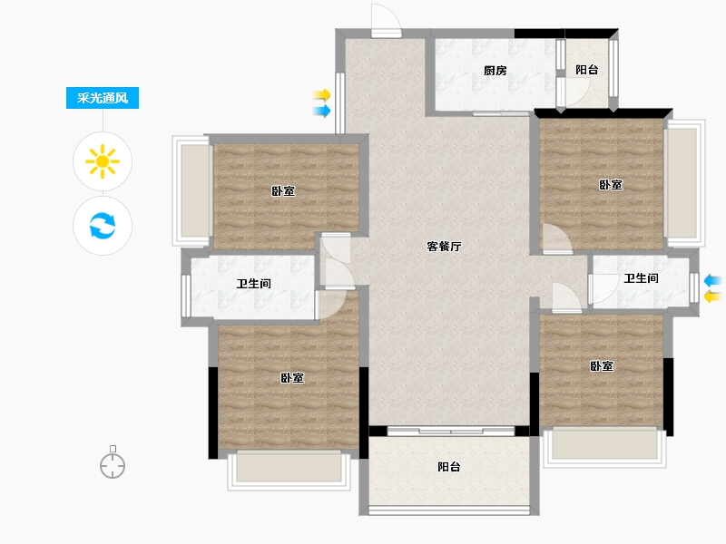 广东省-梅州市-岭南院子-114.99-户型库-采光通风