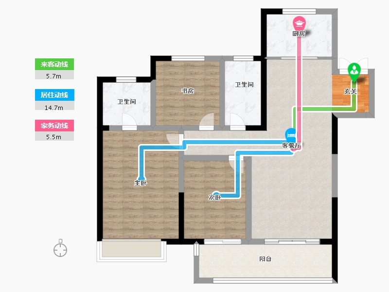 山东省-泰安市-吾悦华府-102.00-户型库-动静线