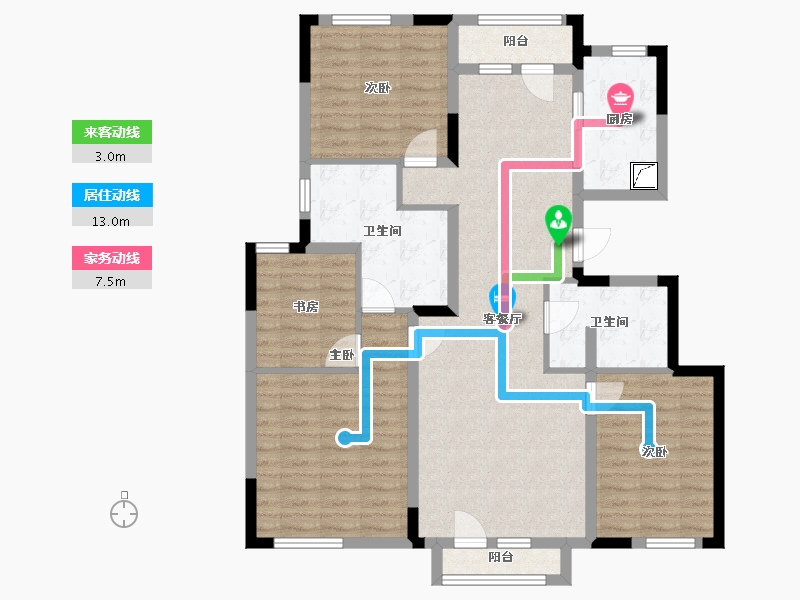 吉林省-长春市-绿地澜溪府-105.38-户型库-动静线