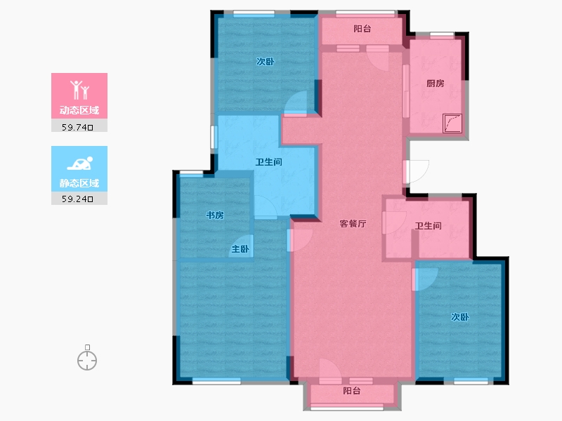 吉林省-长春市-绿地澜溪府-105.38-户型库-动静分区