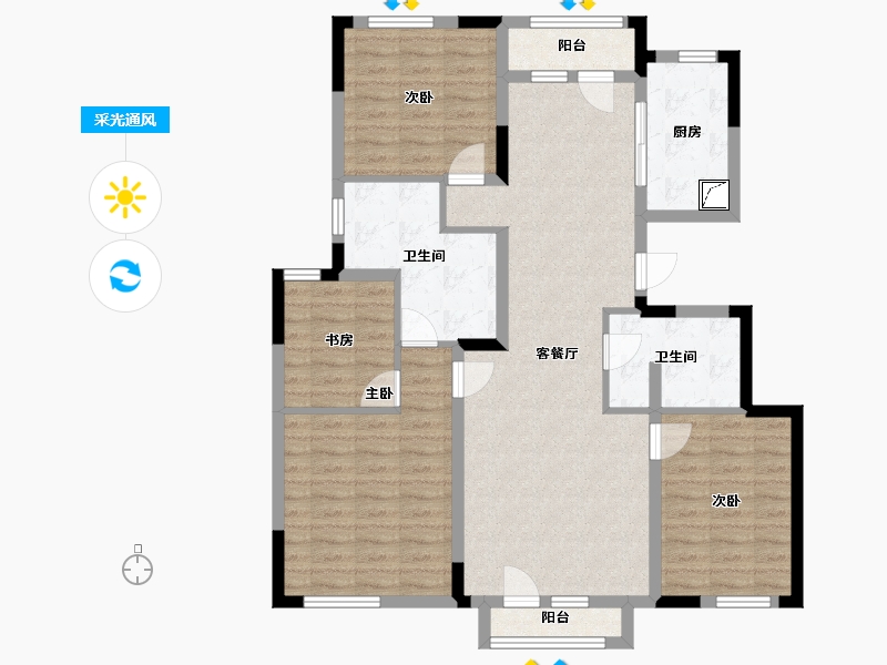 吉林省-长春市-绿地澜溪府-105.38-户型库-采光通风