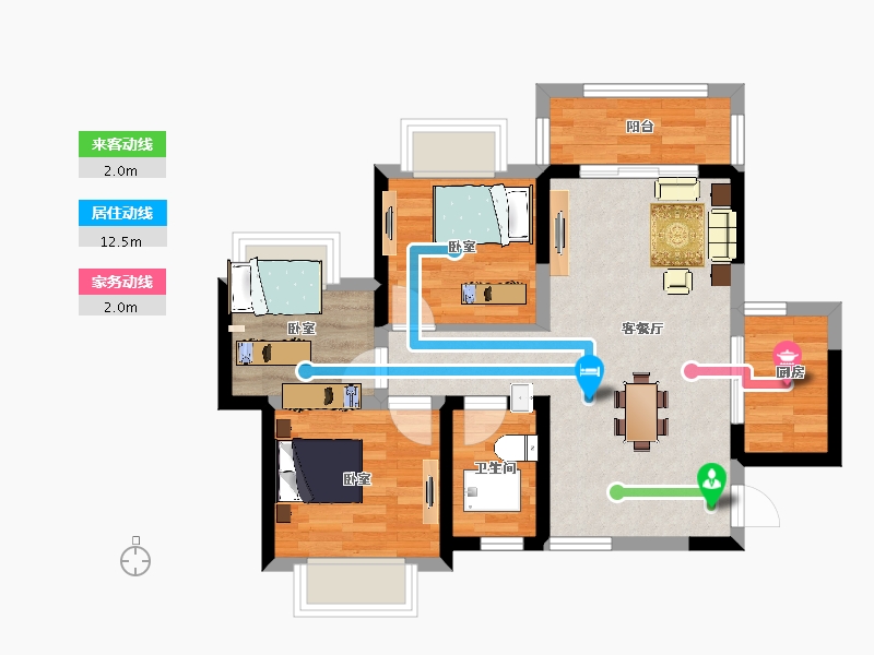 四川省-泸州市-高新悦城-60.87-户型库-动静线