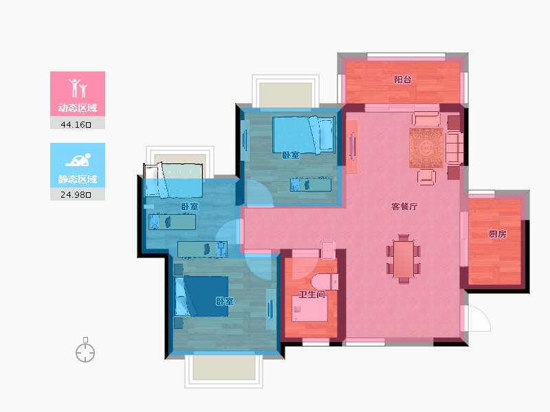 四川省-泸州市-高新悦城-60.87-户型库-动静分区