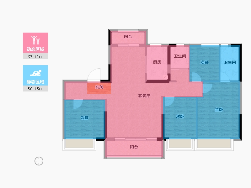 山东省-泰安市-碧桂园黄金时代-101.99-户型库-动静分区