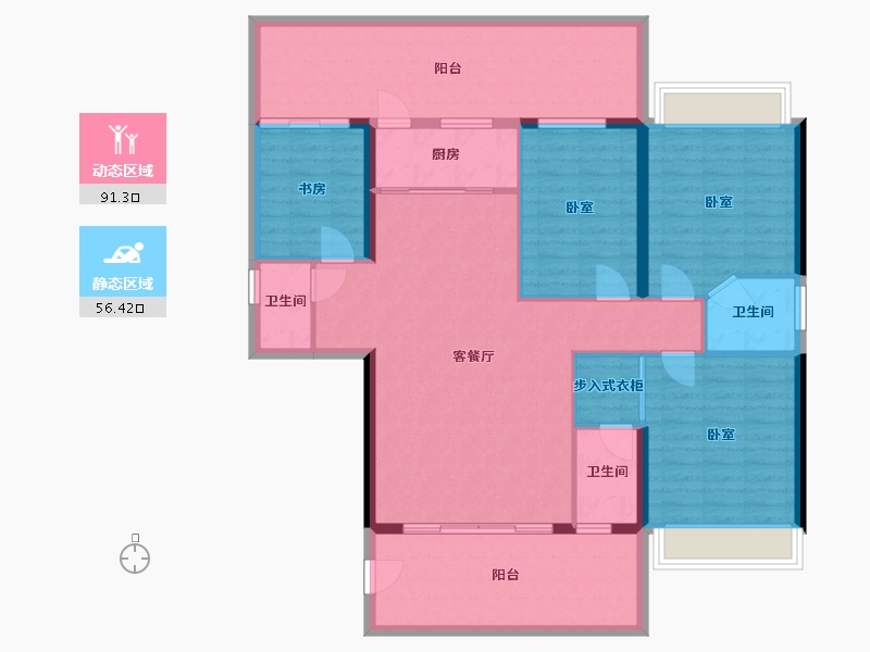 广东省-梅州市-罗孚御泉壹品-134.52-户型库-动静分区