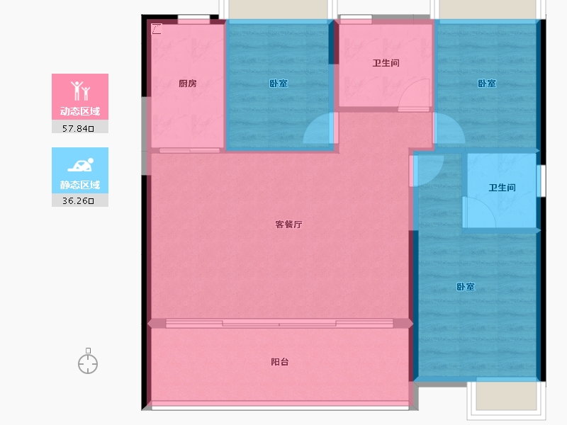 广东省-江门市-保利中央公馆-85.54-户型库-动静分区