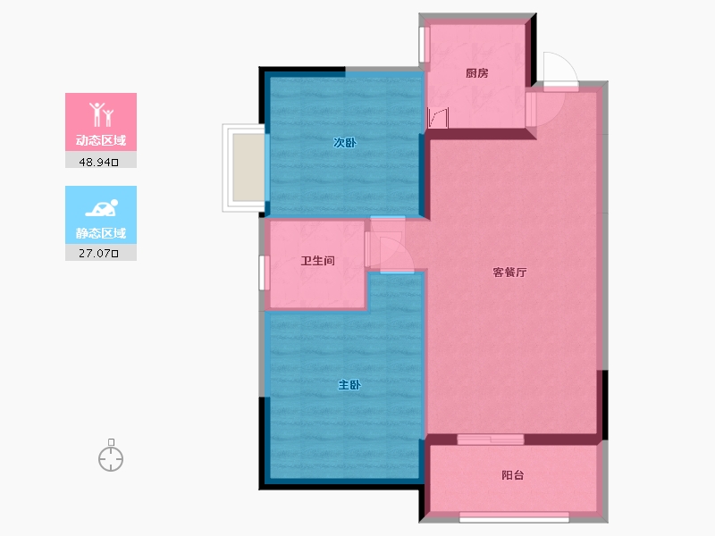 湖南省-长沙市-恒生碧水龙庭-68.34-户型库-动静分区