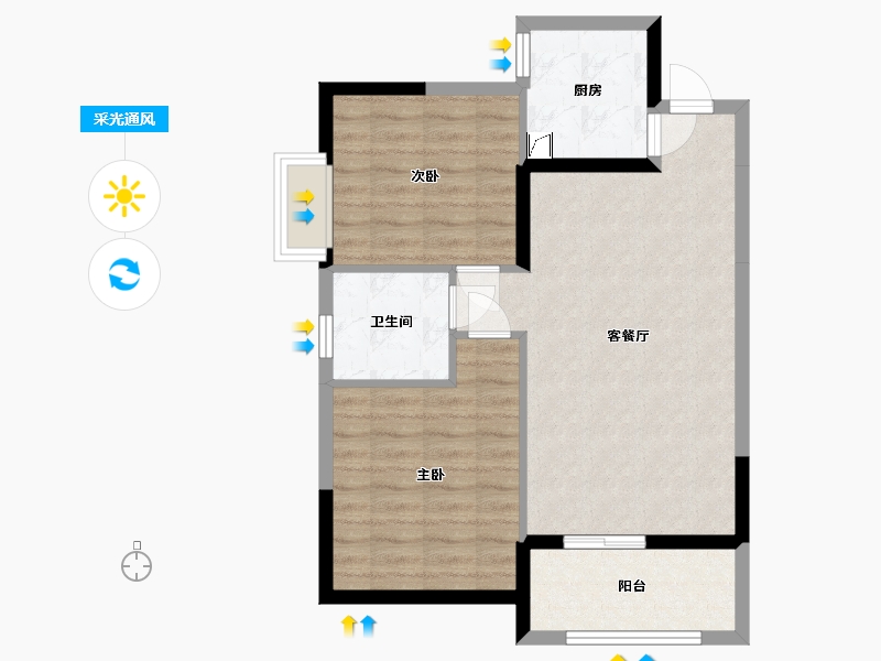 湖南省-长沙市-恒生碧水龙庭-68.34-户型库-采光通风