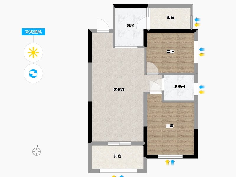 湖南省-长沙市-恒生碧水龙庭-60.60-户型库-采光通风