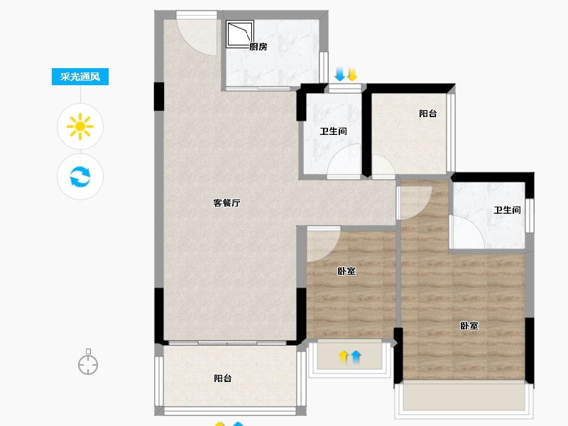 广东省-广州市-美的华发·天珀-79.00-户型库-采光通风