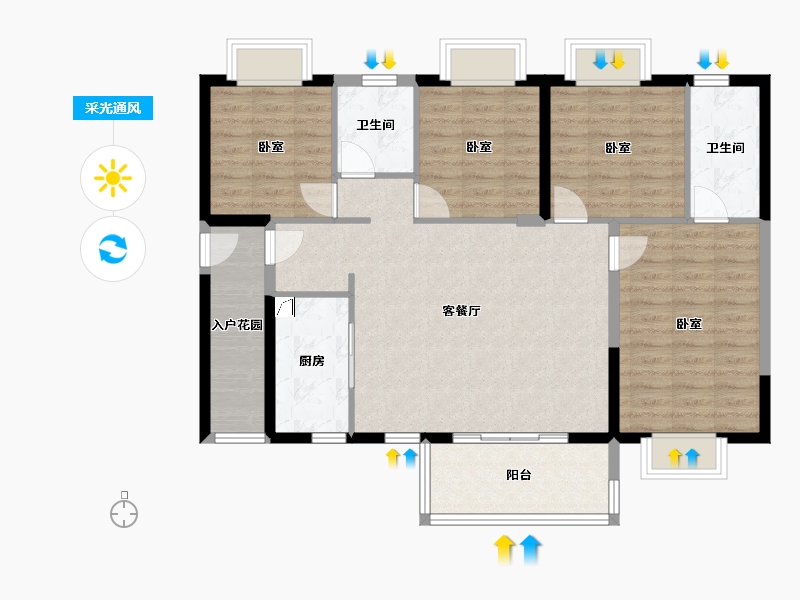 广东省-惠州市-名巨山水城-104.75-户型库-采光通风