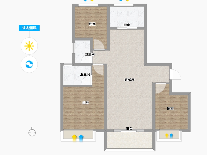 安徽省-黄山市-黄山颐高广场-96.01-户型库-采光通风