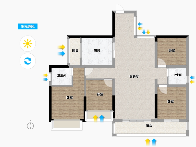 广东省-梅州市-御景中央学府-104.50-户型库-采光通风