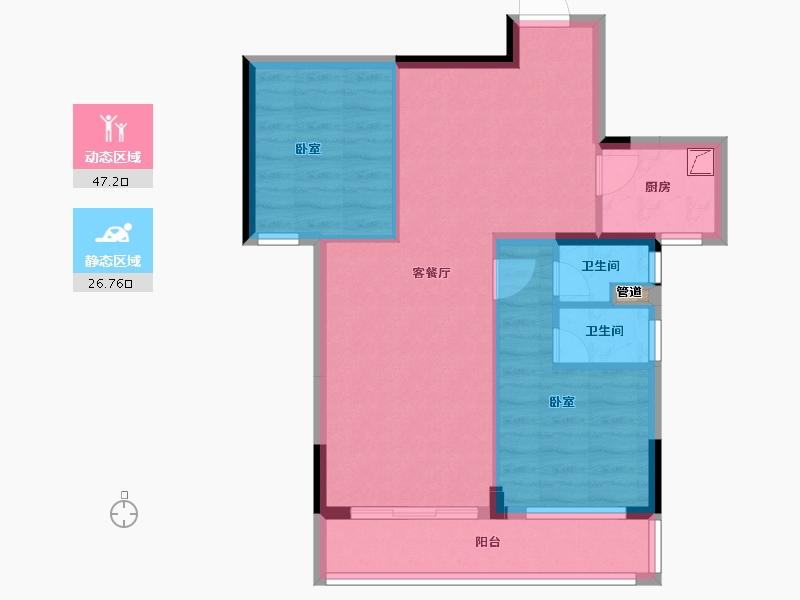 广东省-梅州市-合泰•华璟城-65.45-户型库-动静分区