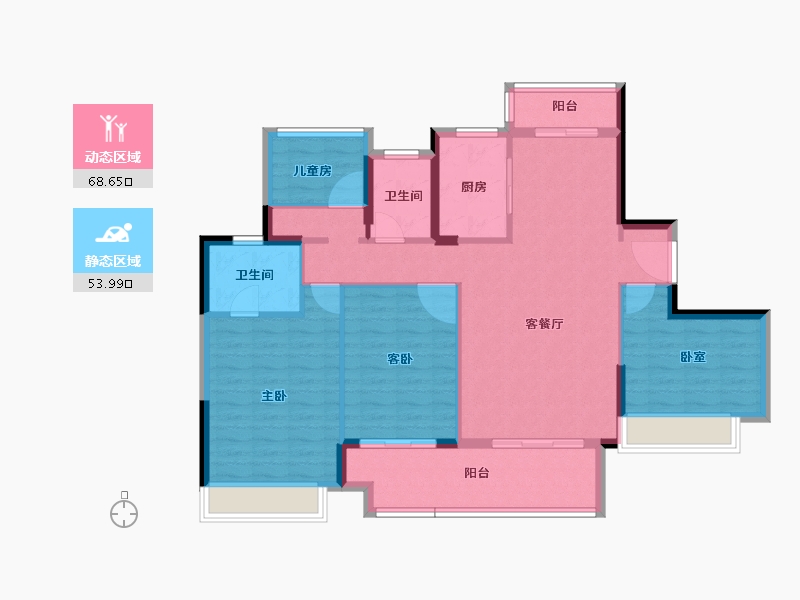 广东省-肇庆市-恒泰悦璟府-111.01-户型库-动静分区