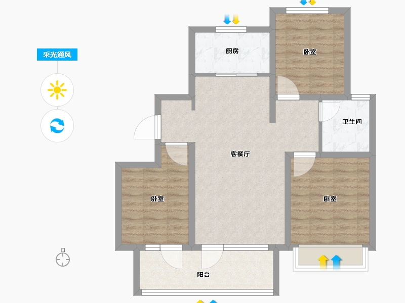 山东省-青岛市-佳兆业悦峰-78.22-户型库-采光通风