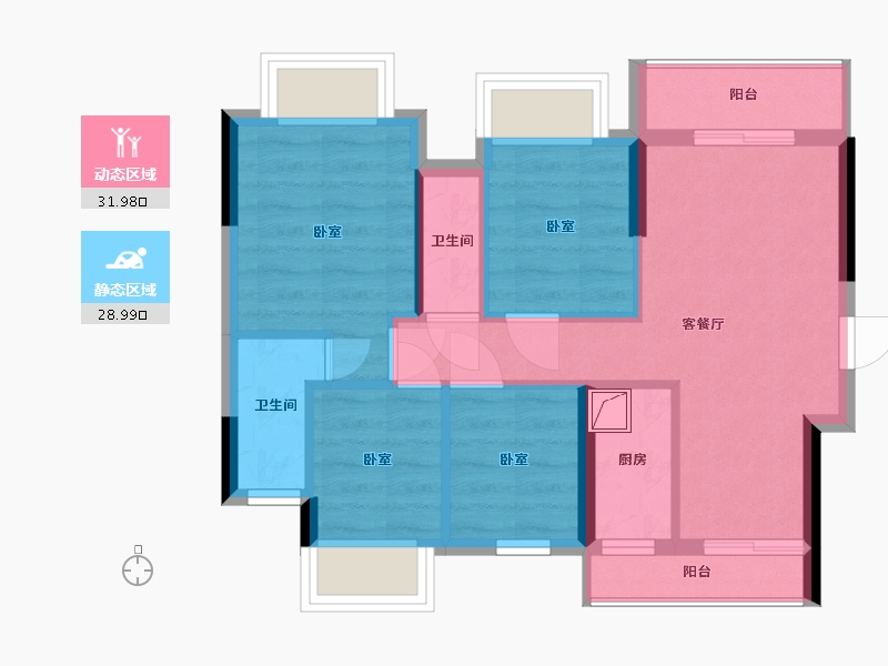 广东省-梅州市-鸿贵园二区-53.17-户型库-动静分区