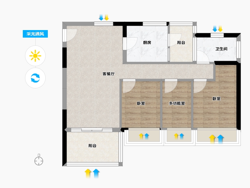 广东省-东莞市-新鸿基珑汇-66.93-户型库-采光通风