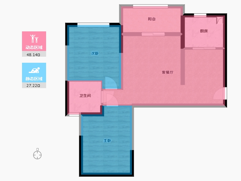 湖南省-长沙市-恒生碧水龙庭-66.71-户型库-动静分区