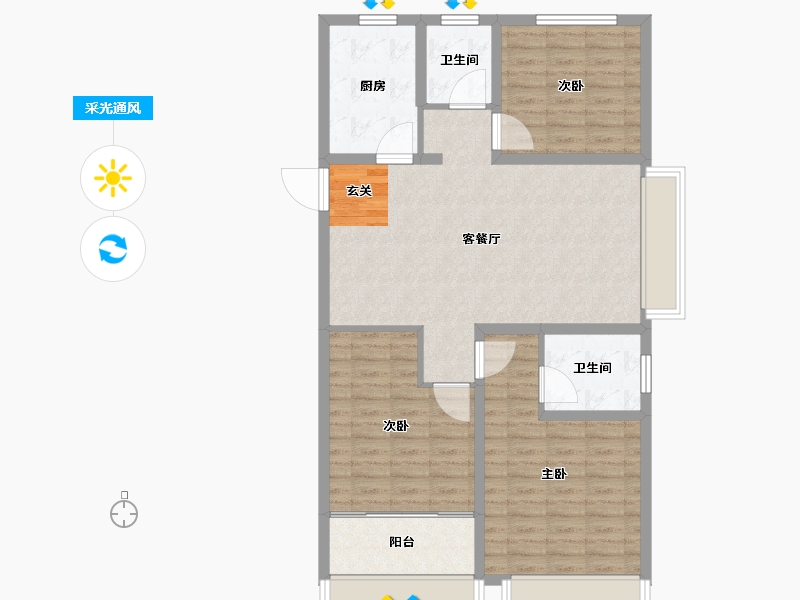 山东省-泰安市-开元盛世信园-97.00-户型库-采光通风