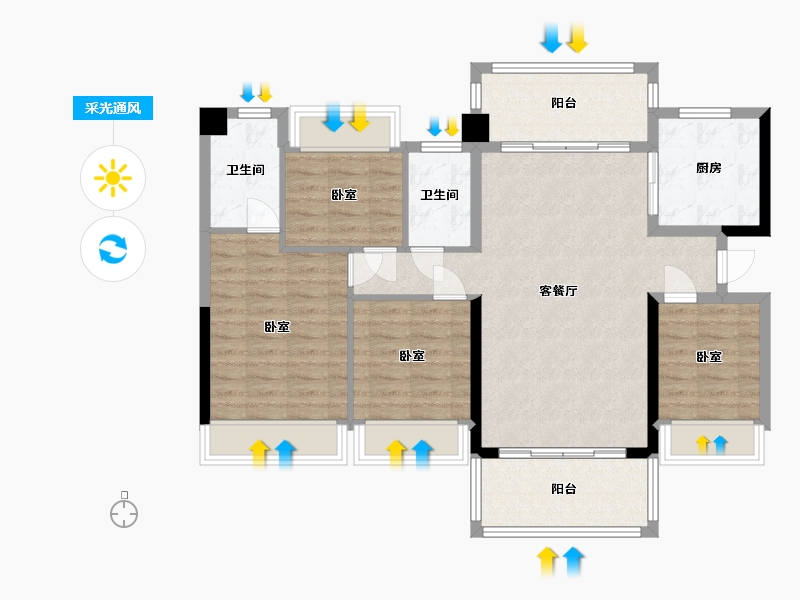 广东省-梅州市-岭南院子-97.64-户型库-采光通风