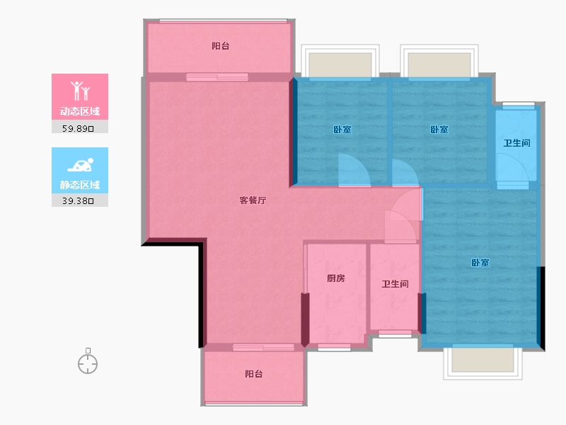 广东省-梅州市-鸿贵园二区-90.01-户型库-动静分区