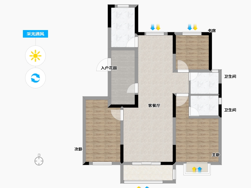 山东省-济宁市-名仕城-104.00-户型库-采光通风