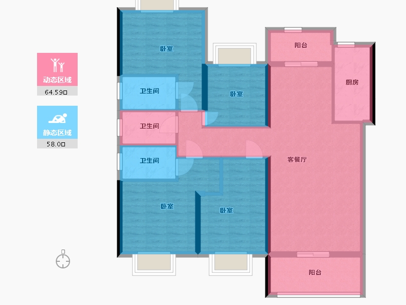 广东省-梅州市-五华客天下和府-109.51-户型库-动静分区