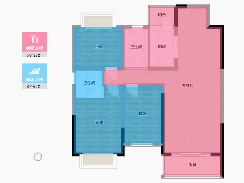 江苏省-镇江市-瑄园-84.94-户型库-动静分区