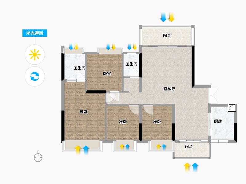 湖南省-郴州市-德泰宝领嘉园-110.00-户型库-采光通风