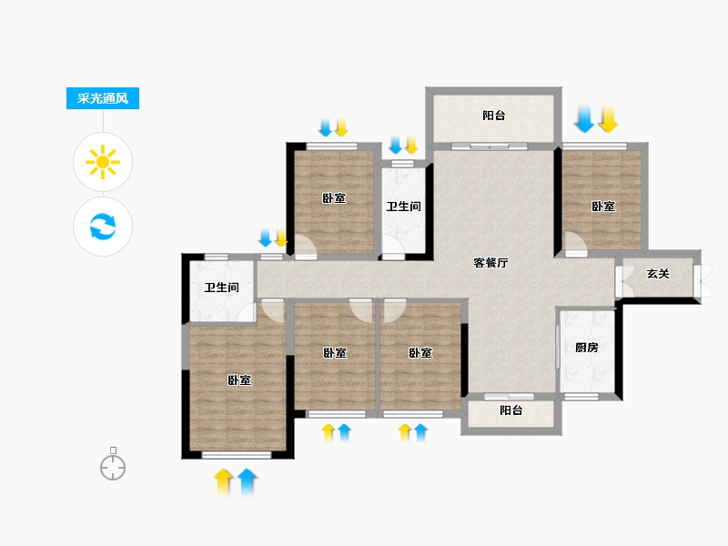 湖南省-衡阳市-天嘉·天樾-128.89-户型库-采光通风