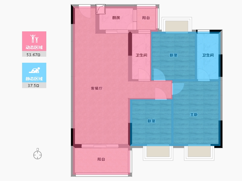 广东省-清远市-金保利·世界城-81.28-户型库-动静分区