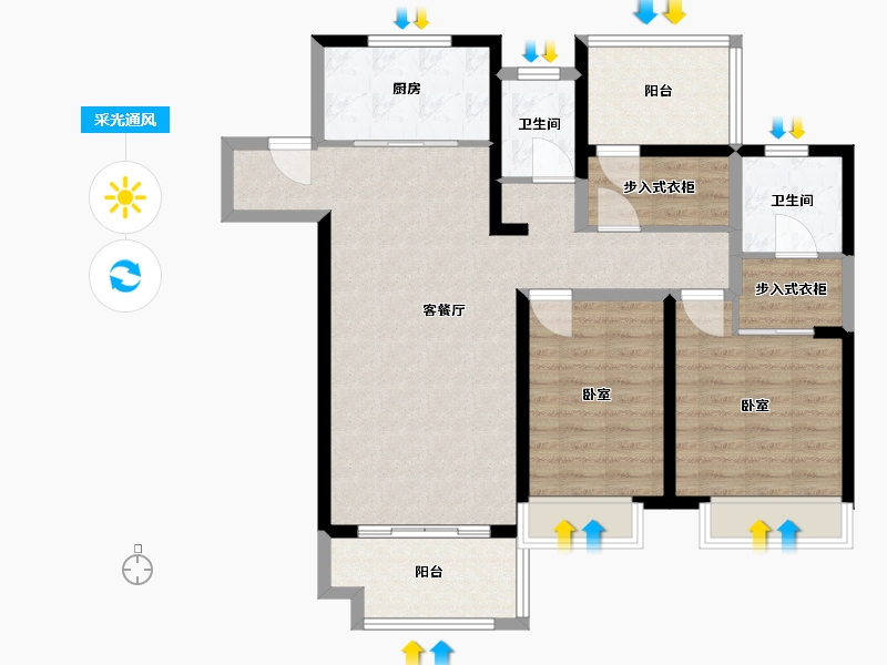 江苏省-镇江市-明发盛世家园·峰景苑-100.01-户型库-采光通风