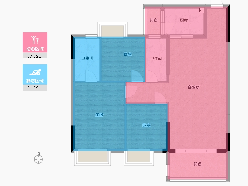 广东省-清远市-金保利·世界城-87.31-户型库-动静分区