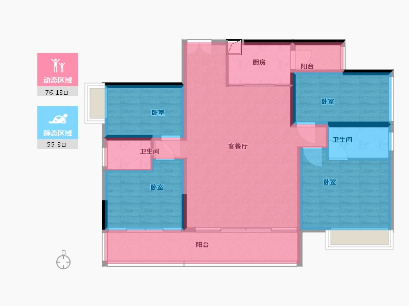 湖南省-郴州市-中港瓏熙府-119.00-户型库-动静分区