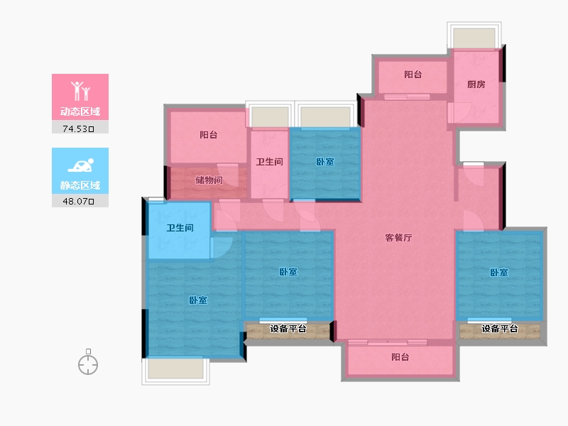 湖南省-衡阳市-万恒·樾府-114.28-户型库-动静分区