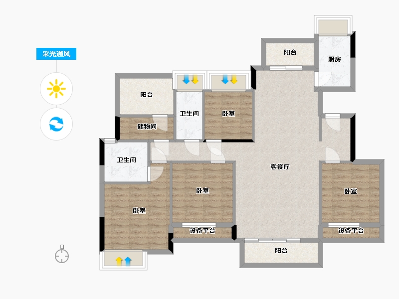 湖南省-衡阳市-万恒·樾府-114.28-户型库-采光通风