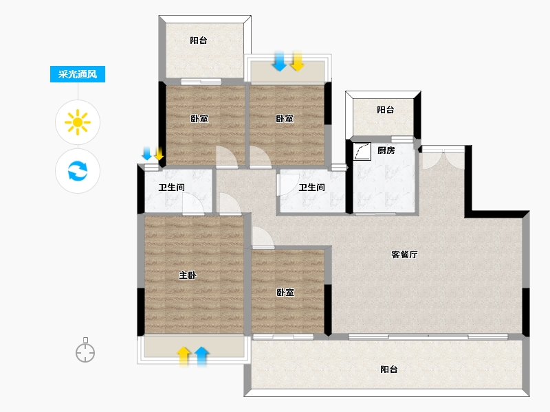 贵州省-贵阳市-远洋万和世家-116.51-户型库-采光通风