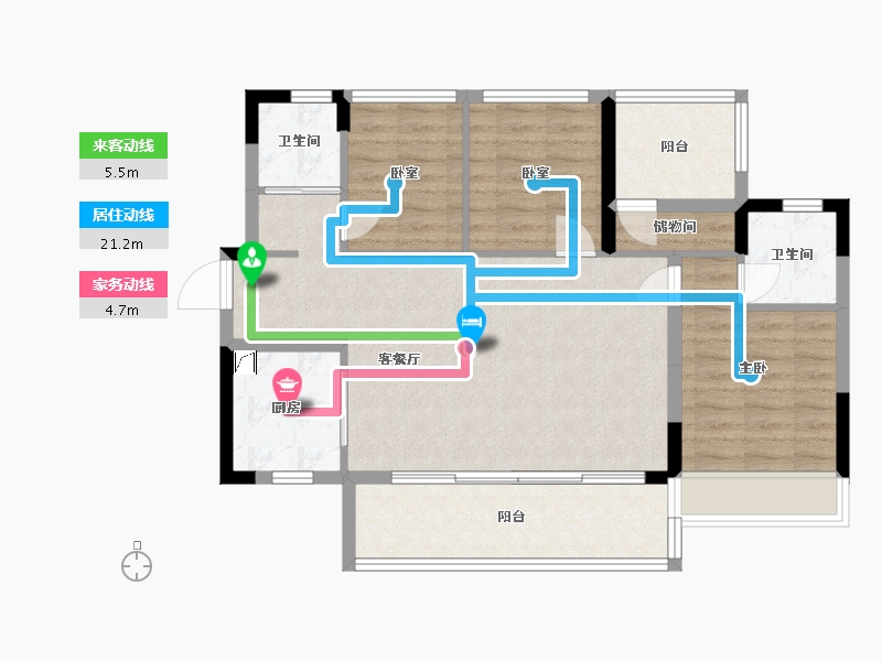 广东省-清远市-碧桂园假日半岛-85.30-户型库-动静线