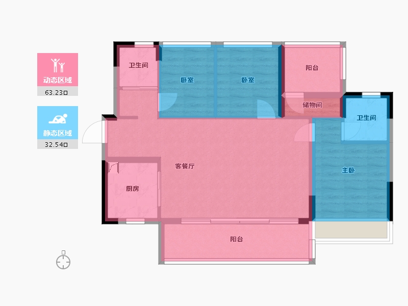 广东省-清远市-碧桂园假日半岛-85.30-户型库-动静分区