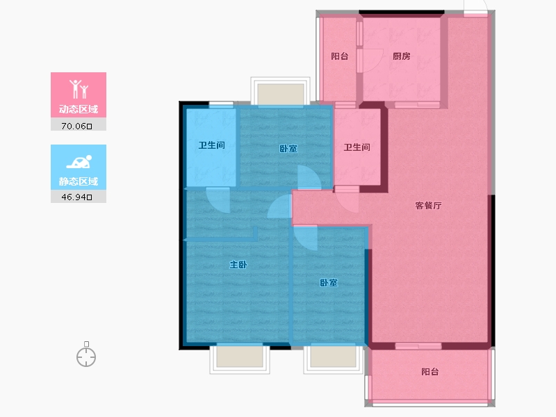 安徽省-六安市-恒大御景湾-105.00-户型库-动静分区