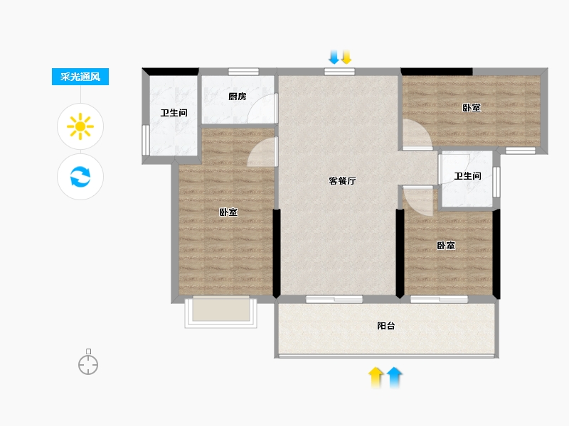 广东省-梅州市-五华客天下和府-91.19-户型库-采光通风