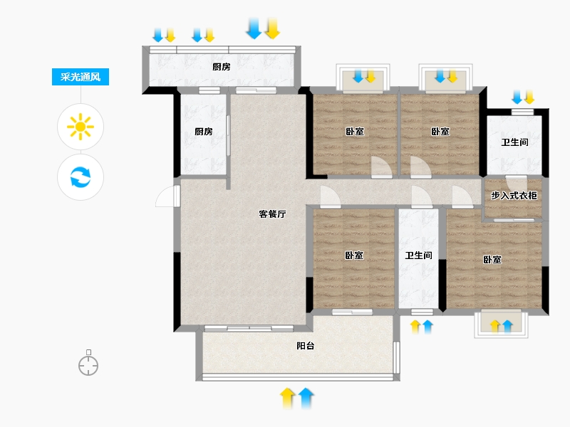 湖南省-邵阳市-华之家凤凰台-122.70-户型库-采光通风