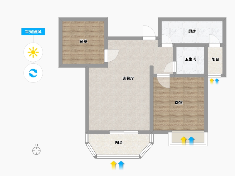 江苏省-镇江市-明发盛世家园·峰景苑-68.00-户型库-采光通风