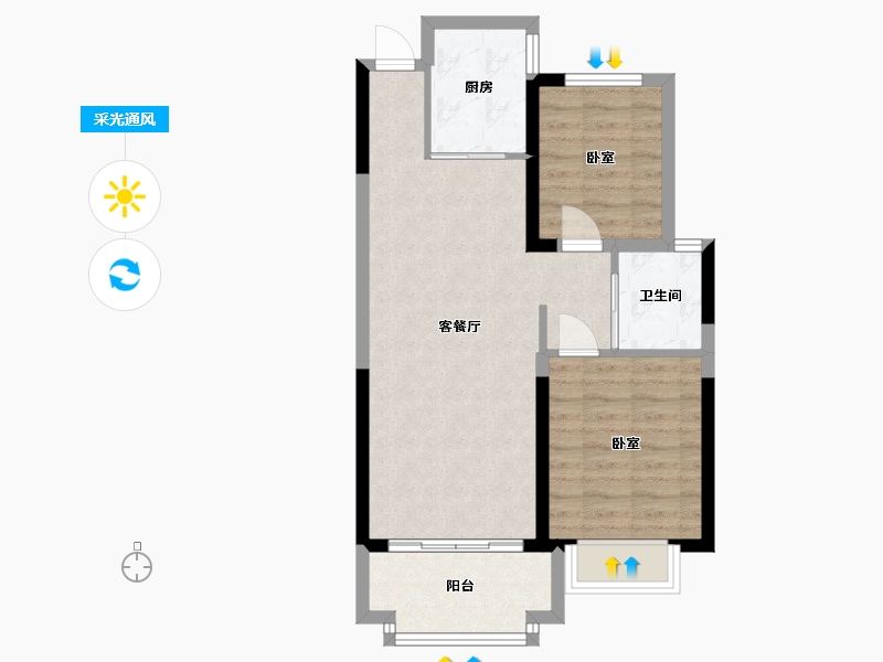 江苏省-镇江市-瑄园-63.80-户型库-采光通风