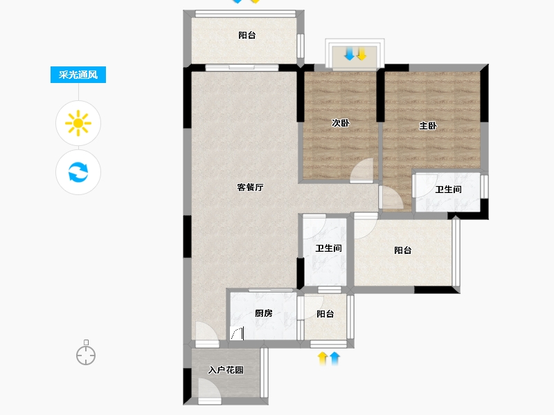 广东省-佛山市-锦明华府-83.49-户型库-采光通风