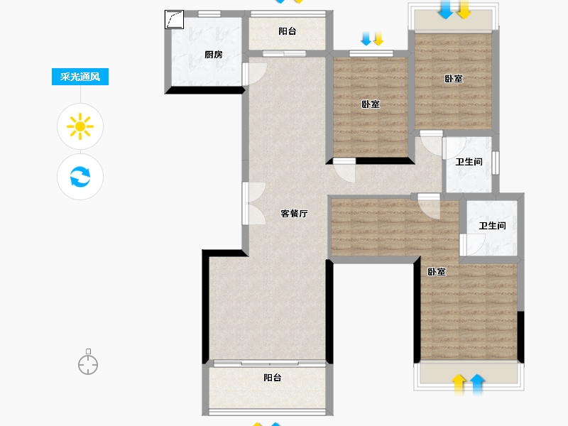 湖南省-郴州市-德泰宝领嘉园-110.00-户型库-采光通风